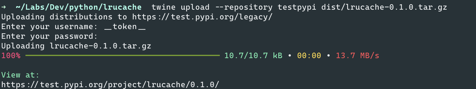 Pushing to Test PyPI