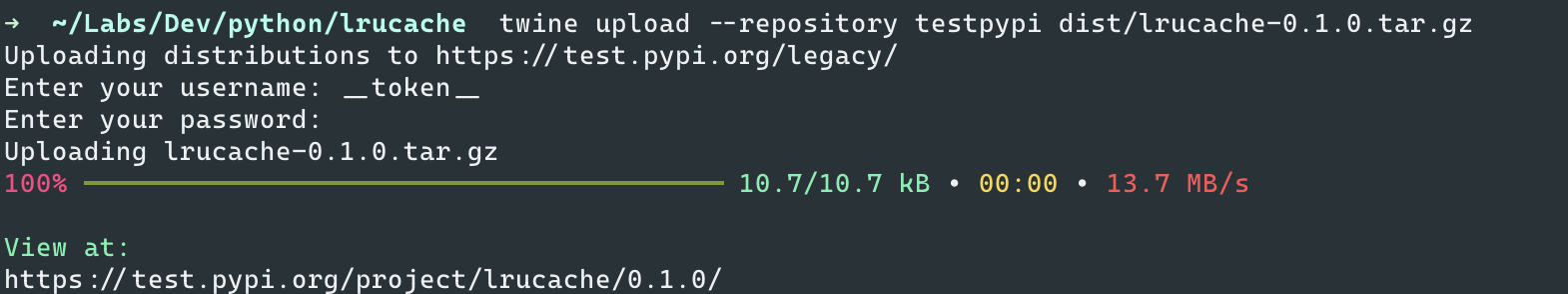 Pushing to Test PyPI